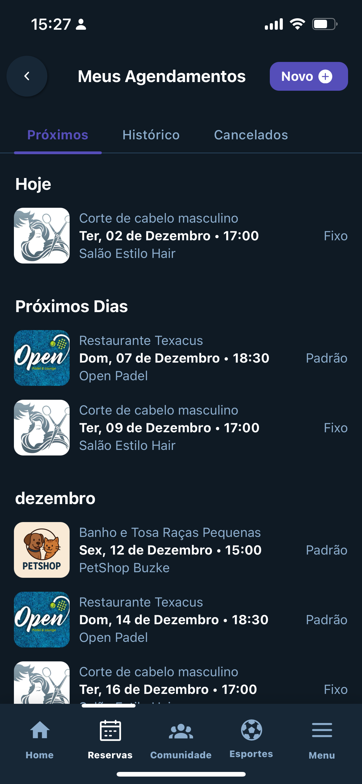 Lista de Agendamentos