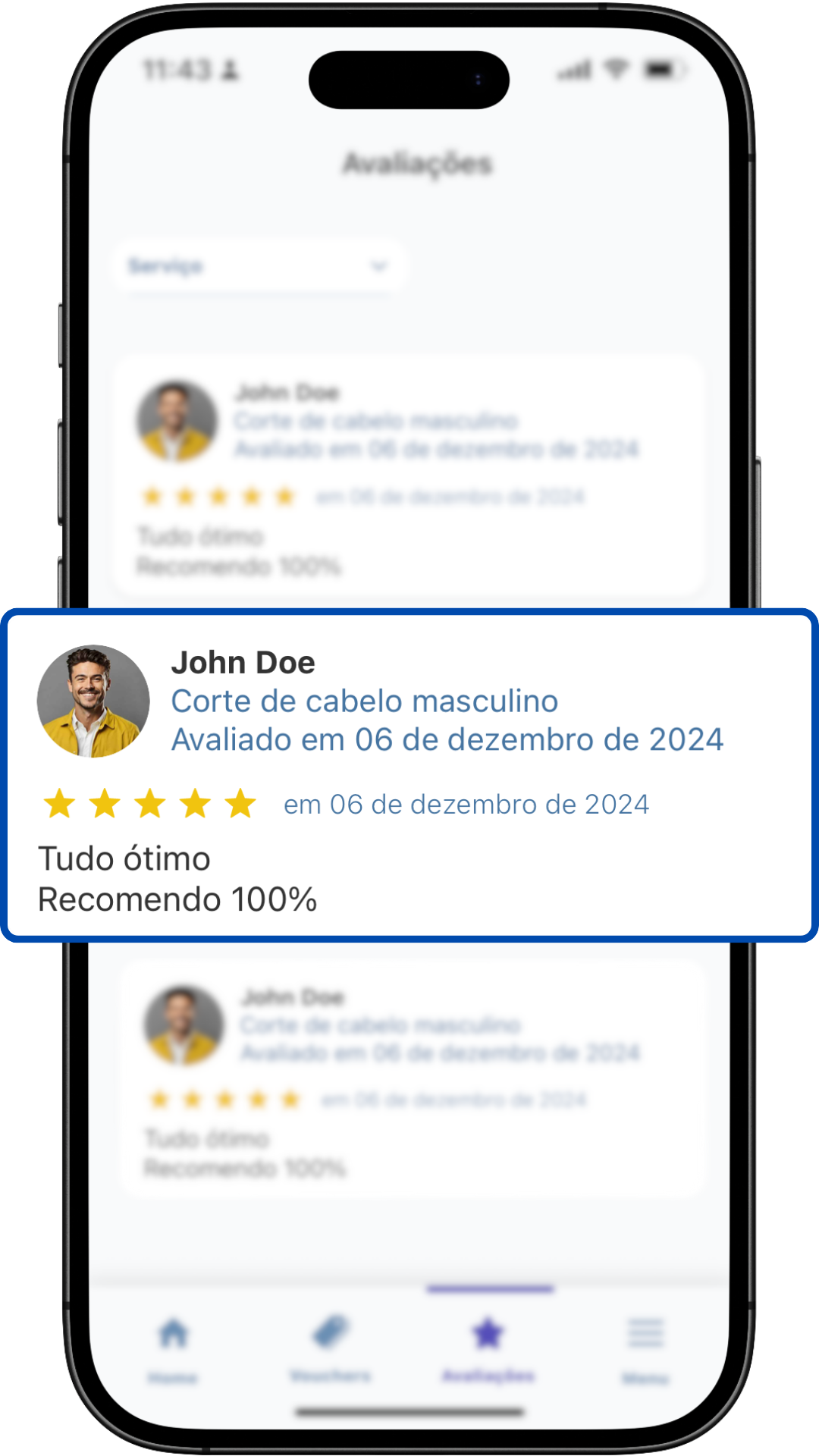 Tela de Avaliações