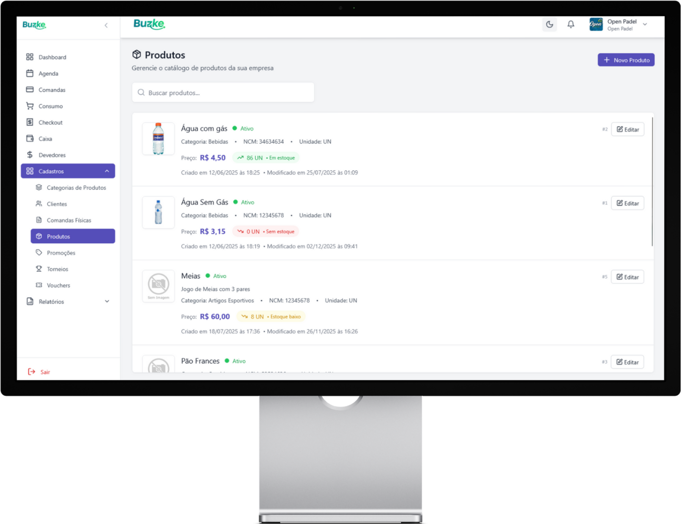 Tela de Cadastro de Produtos